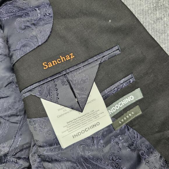 Indochino Blazer Mens 41 Black Wool Cashmere Yaletown Luxury Suit Jacket Career - Picture 3 of 13